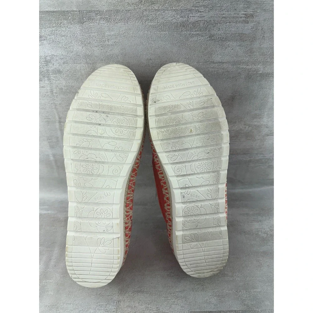 BOBS from Skechers B-Loved Women 7.5 Coral Red Slip On Espadrille Shoes 113091